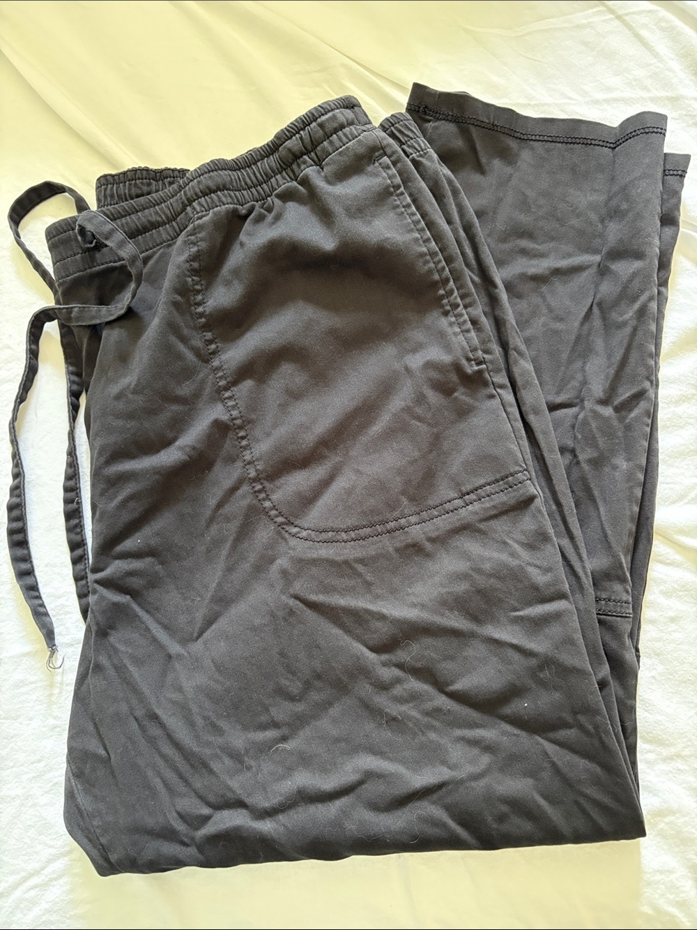 LOFT Washed Black Drawstring Cargo Pants